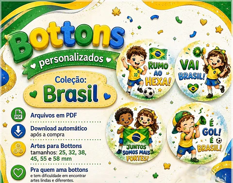 Arquivo de Corte Bottons Brasil Copa do Mundo