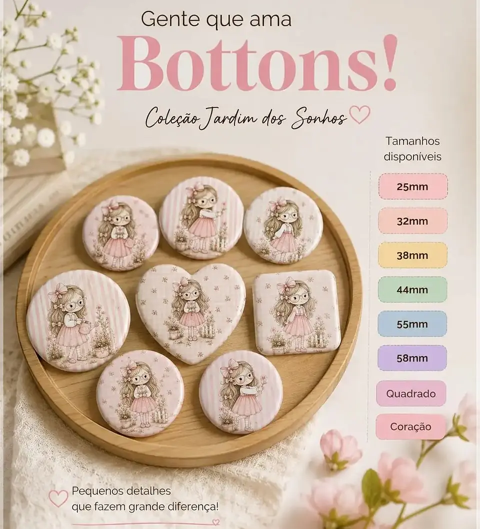 Arquivo de Corte Bottons Jardim dos Sonhos Menininhas Bonequinhas 7 1