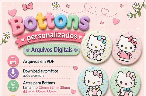 Arquivo de Corte Coleção Bottons Hello Kitty
