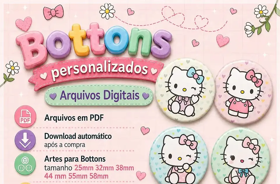 Arquivo de Corte Coleção Bottons Hello Kitty 1