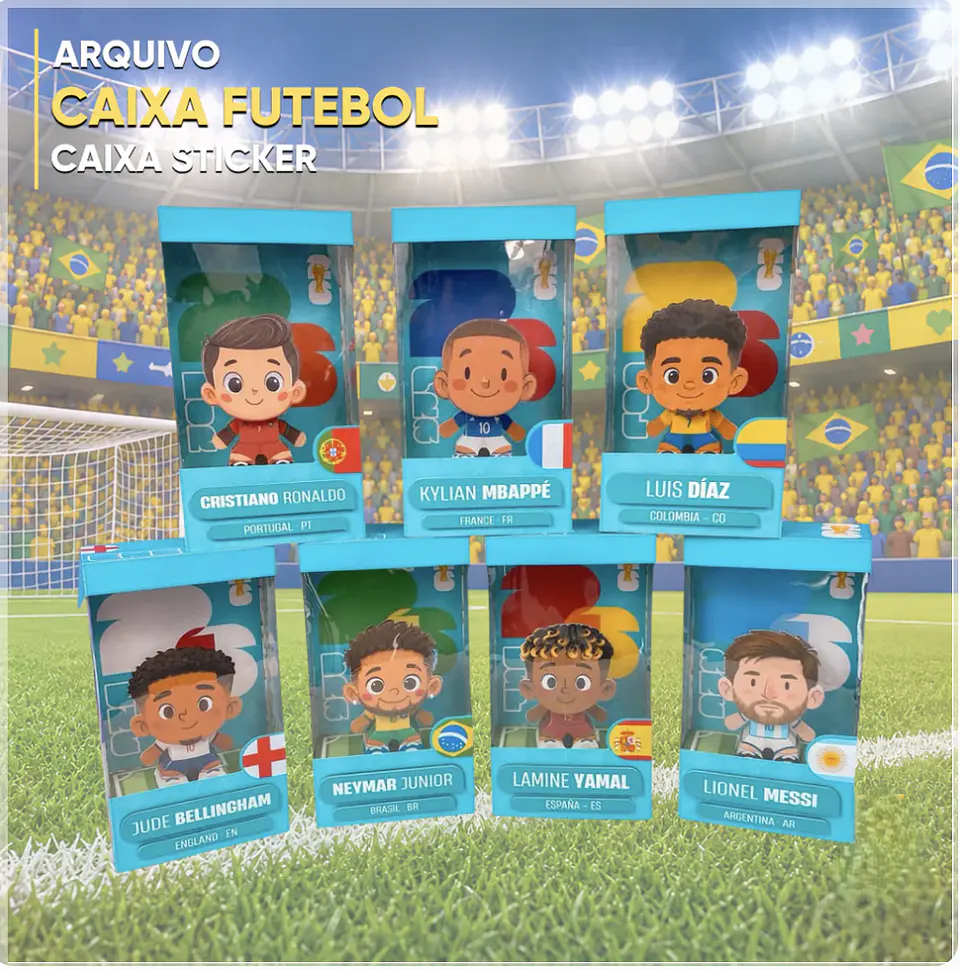 Arquivo de Corte Caixa Figurinhas 3D Copa 1