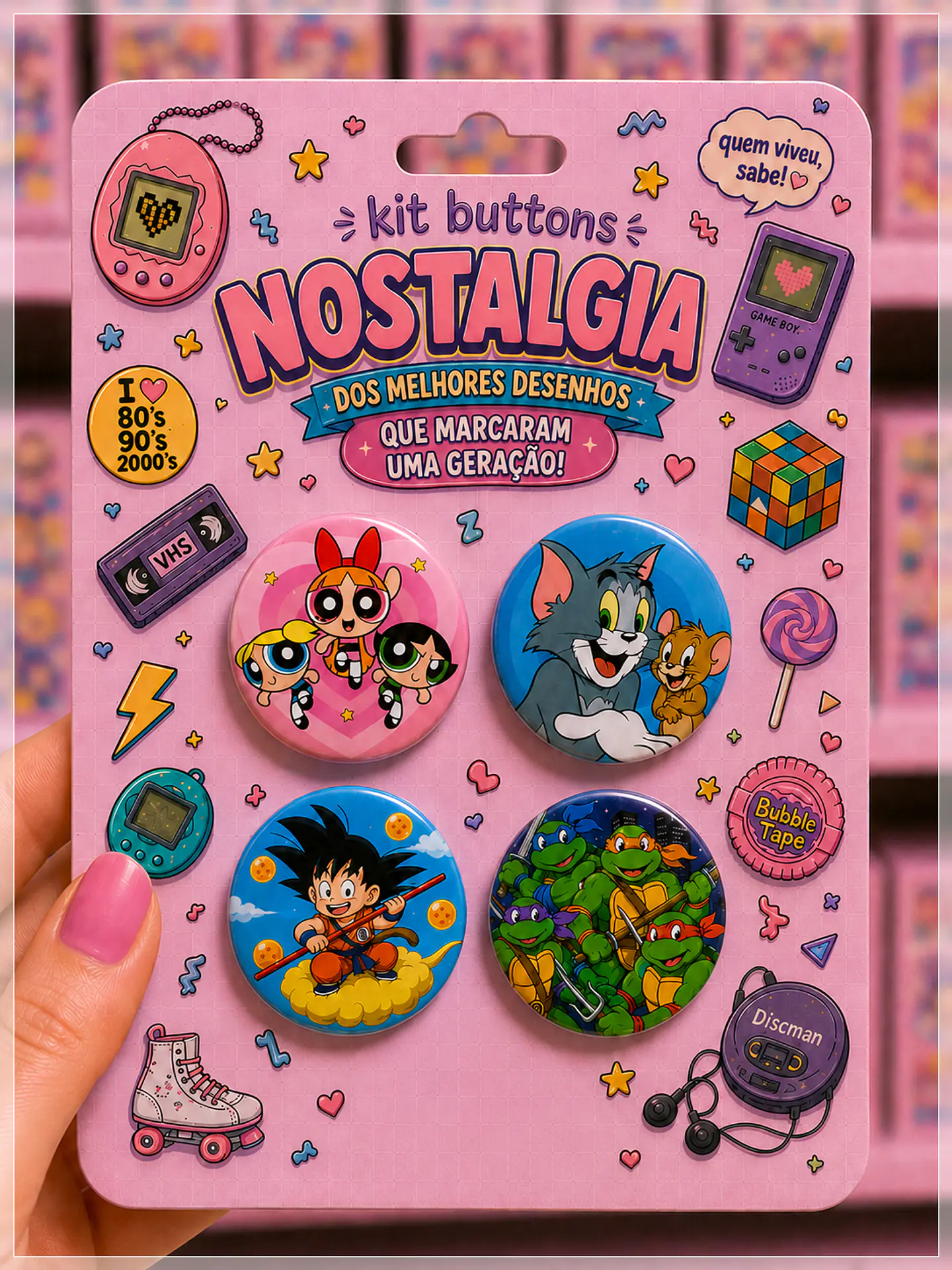 Arquivo de Corte Buttons Nostalgia Desenhos 1