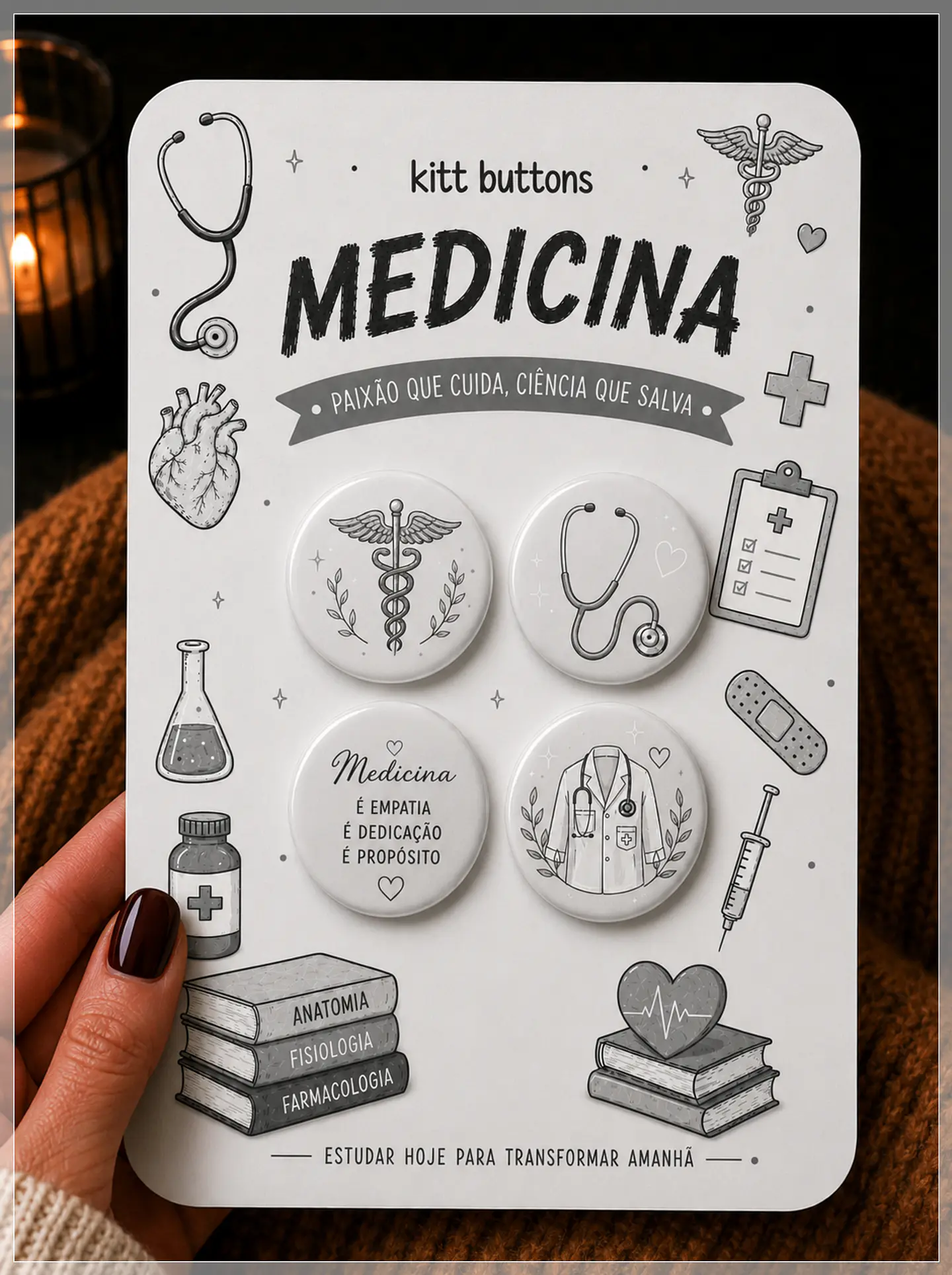 Arquivo de Corte Buttons Medicina Cinza 1