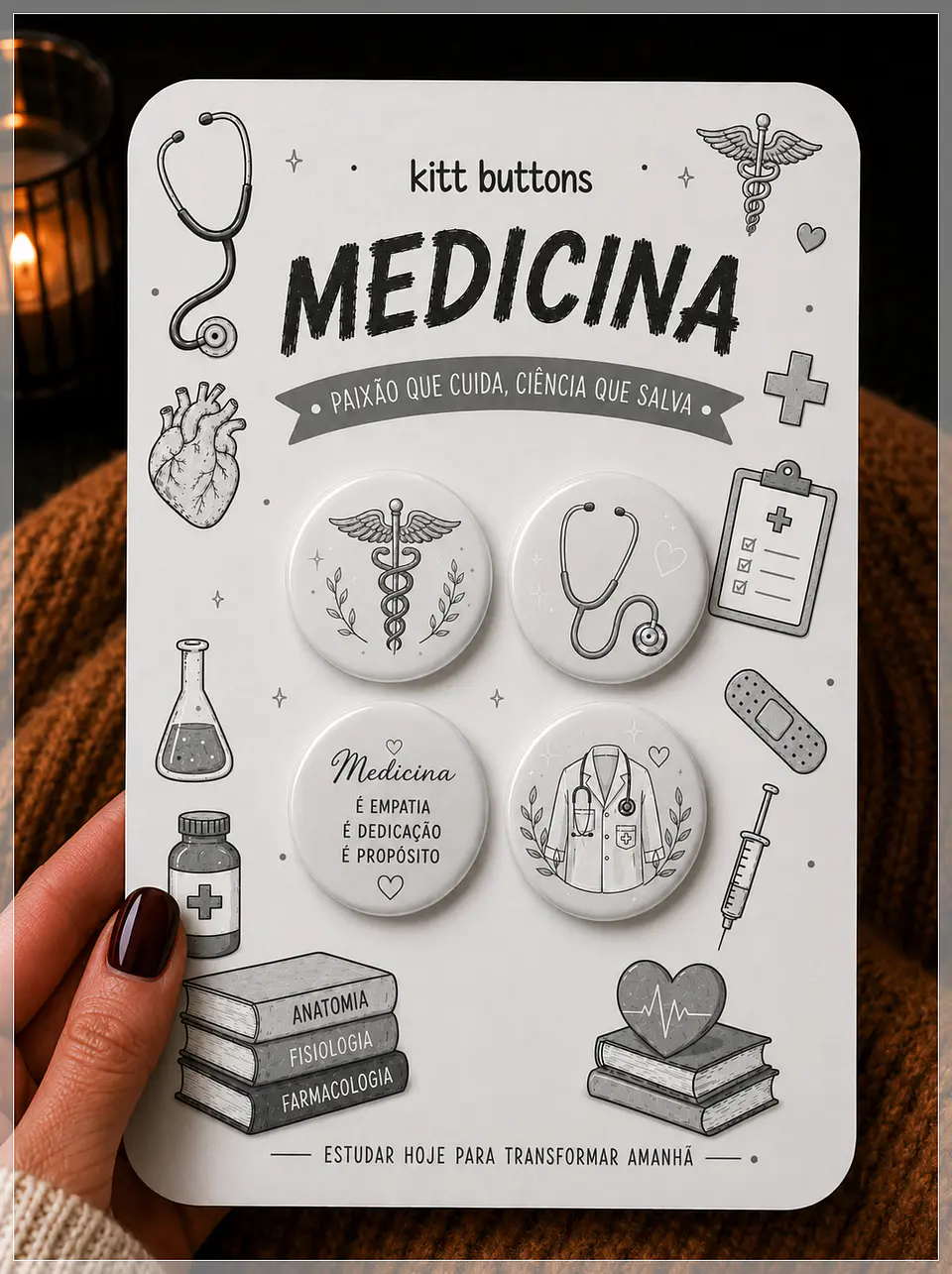 Arquivo de Corte Buttons Medicina Cinza 1