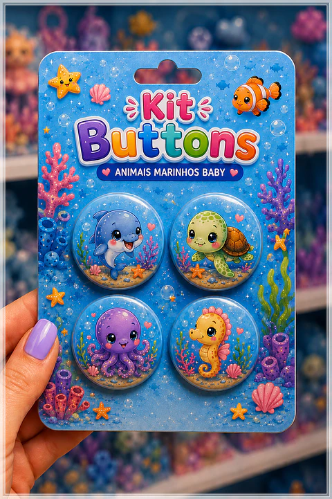 Arquivo de Corte Buttons Animais Marinhos Baby