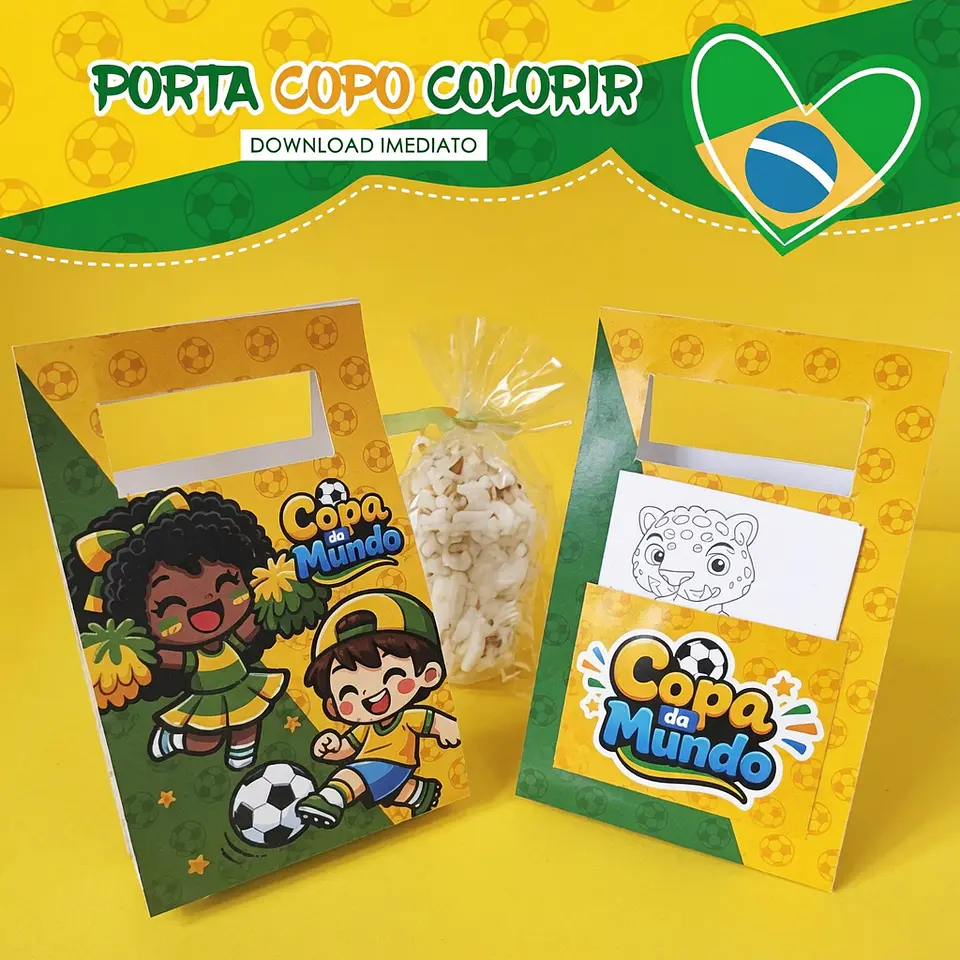 Arquivo de Corte Porta Copo Colorir Copa do Mundo 1