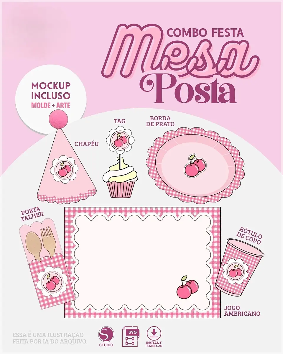 Arquivo de Corte Kit Mesa Posta Cerejinha 35 1