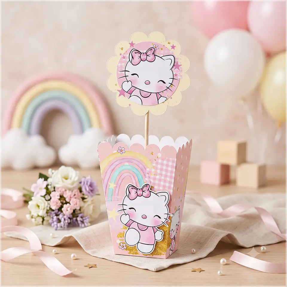 Arquivo de Corte Centro de Mesa Cachepô Hello Kitty 76 1