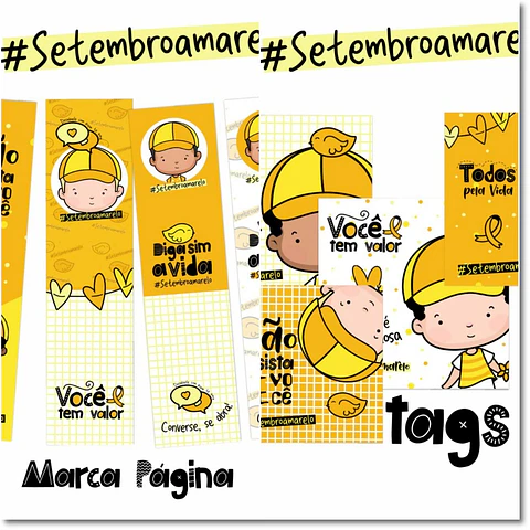 Kit Digital Setembro Amarelo Marca Página Meninos 2
