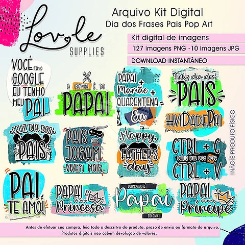 Kit Digital Frases Dia dos Pais Pop 2