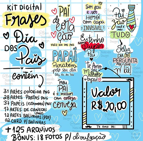 Kit Digital Frases Dia dos Pais 2