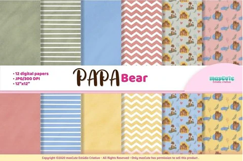 Kit Digital Papeis Papai Urso Dia dos Pais 4