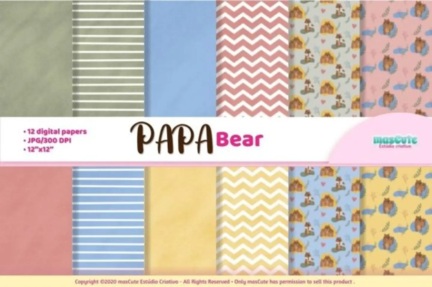 Kit Digital Papeis Papai Urso Dia dos Pais 4 1