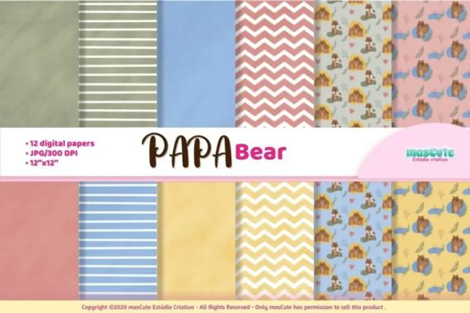 Kit Digital Papeis Papai Urso Dia dos Pais 4 1
