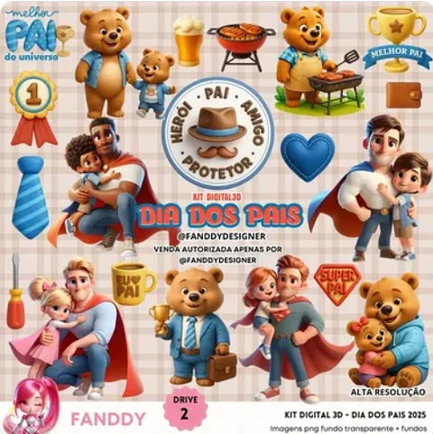 Kit Digital Dia dos Pais 3d 1