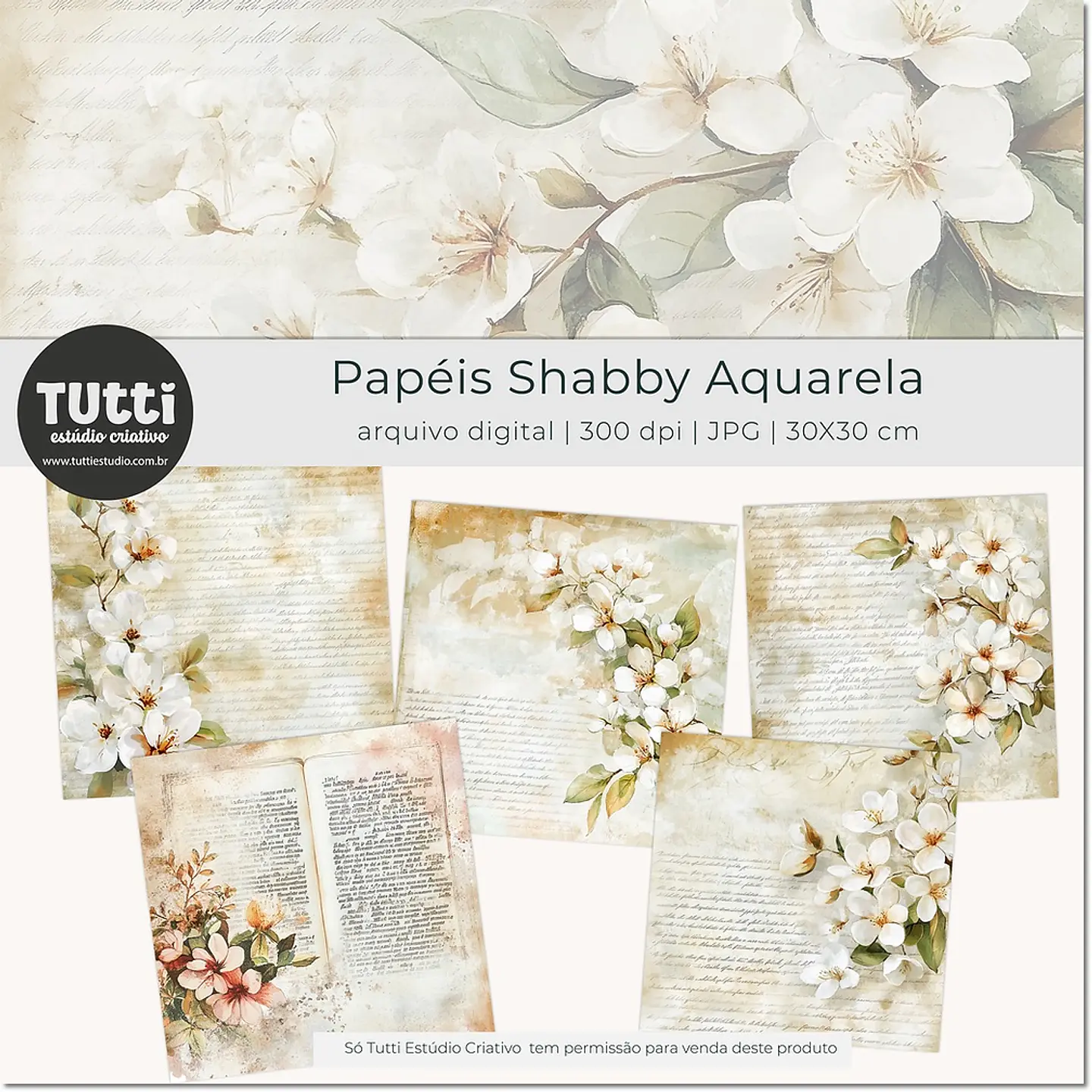 Kit Digital Papéis Shabby Aquarela 34 1