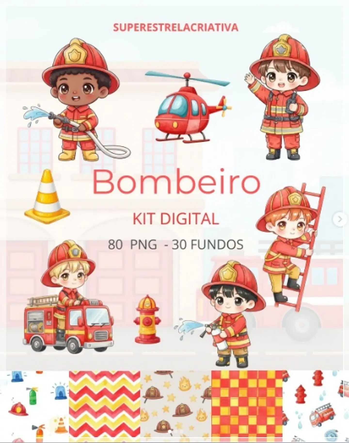 Kit Digital Bombeiro Aquarela 13 1