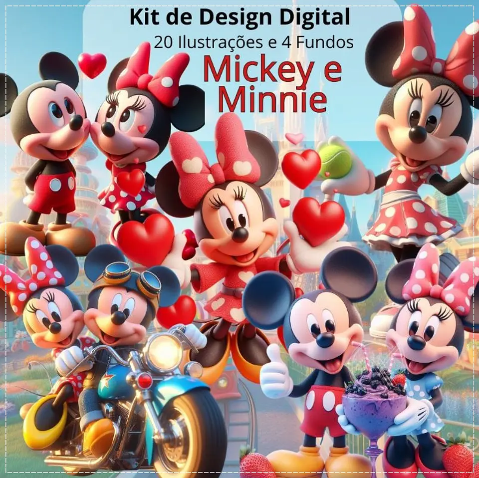 Kit Digital Mickey e Minnie Vermelha 25 1