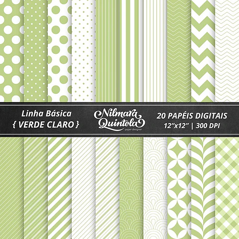 Kit Digital Papeis Basico Verde Claro 30