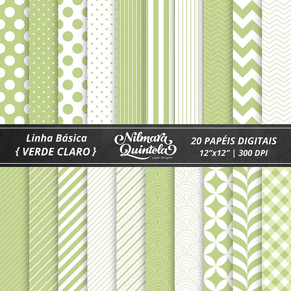 Kit Digital Papeis Basico Verde Claro 30 1