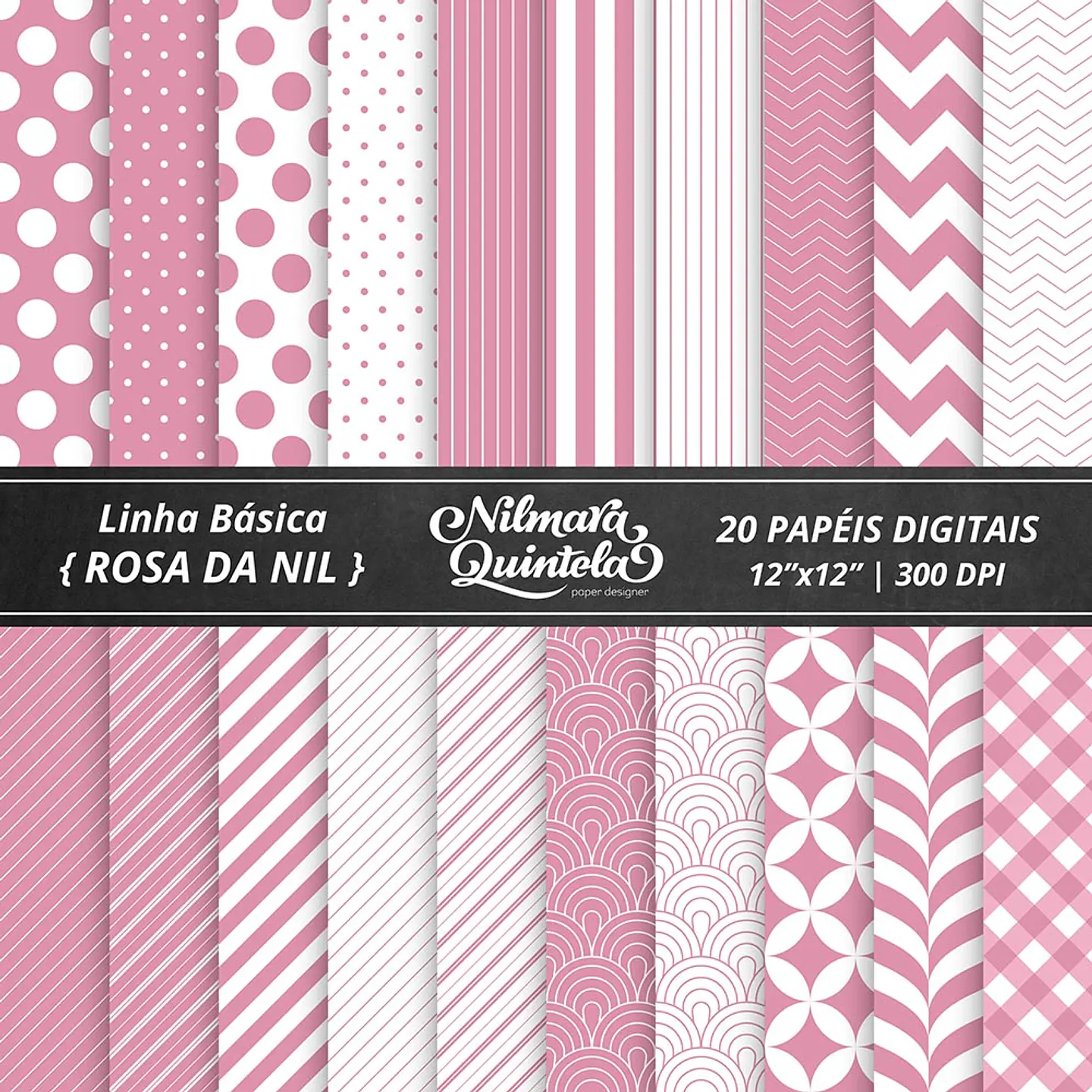 Kit Digital Papeis Basico Rosa da Nil 26 1