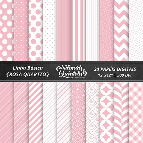 Kit Digital Papeis Basico Rosa Quartzo 25