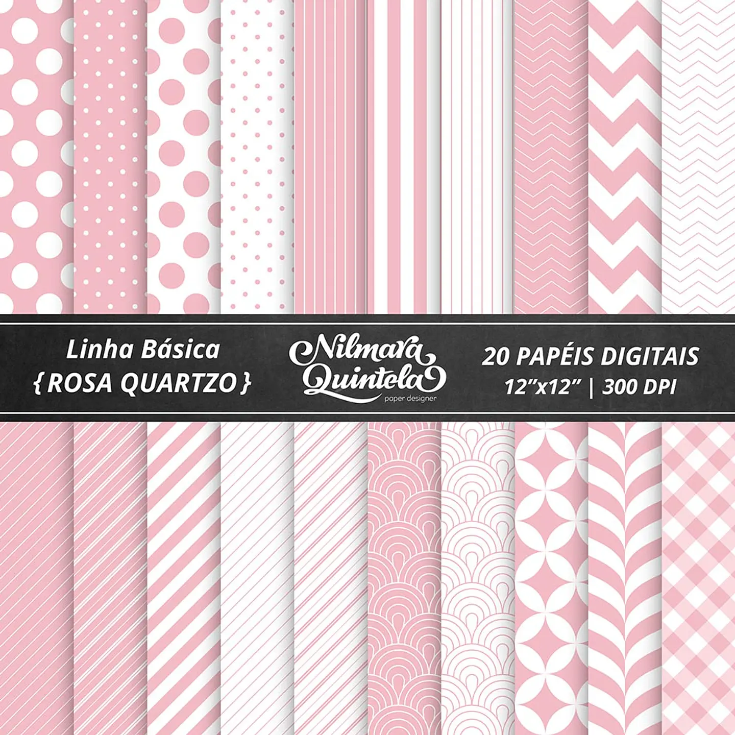 Kit Digital Papeis Basico Rosa Quartzo 25 1