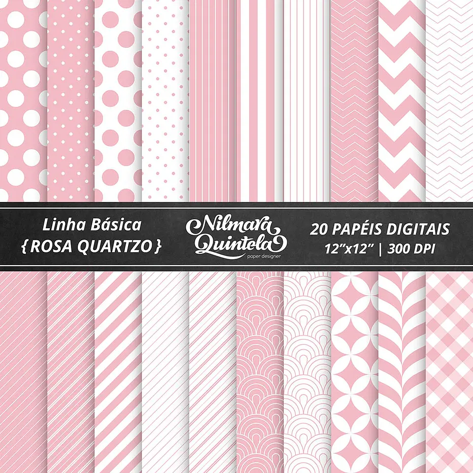 Kit Digital Papeis Basico Rosa Quartzo 25 1
