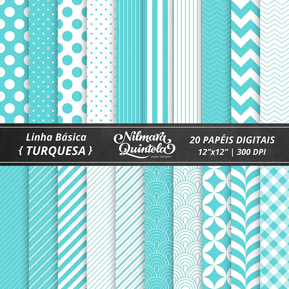 Kit Digital Papeis Basico Turquesa 28 1