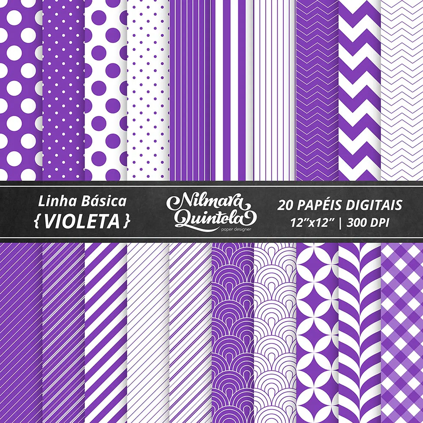 Kit Digital Papeis Basico Violeta 36 1
