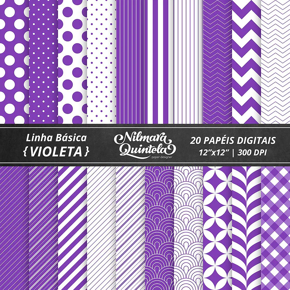 Kit Digital Papeis Basico Violeta 36 1