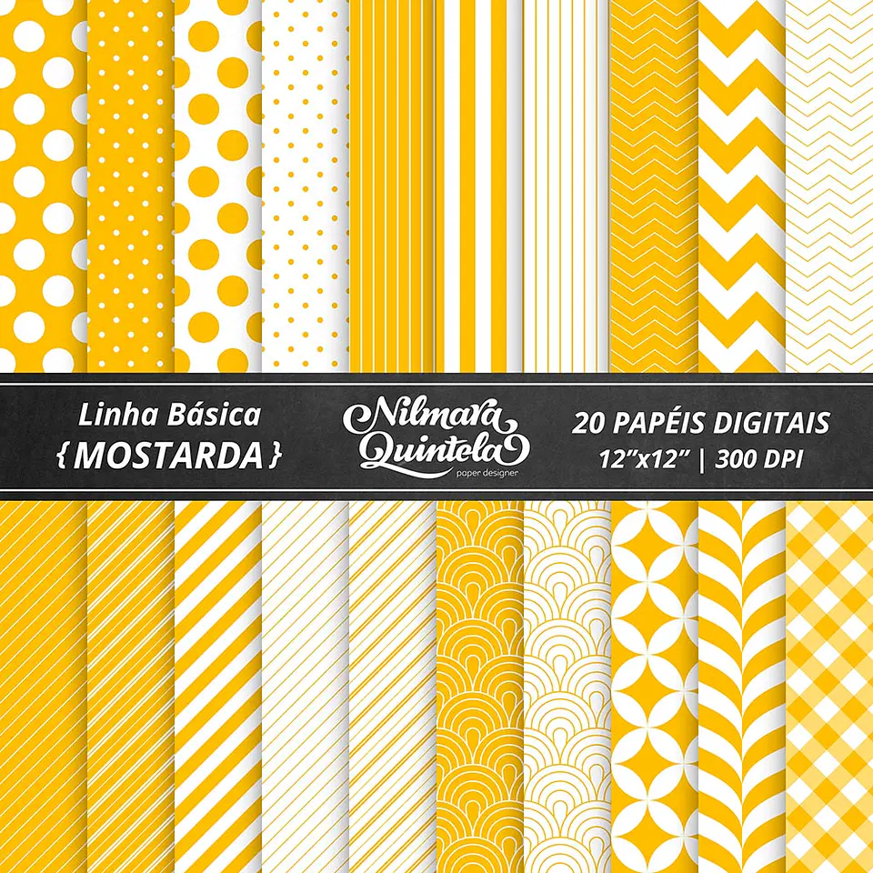 Kit Digital Papeis Basico Mostarda 21 1