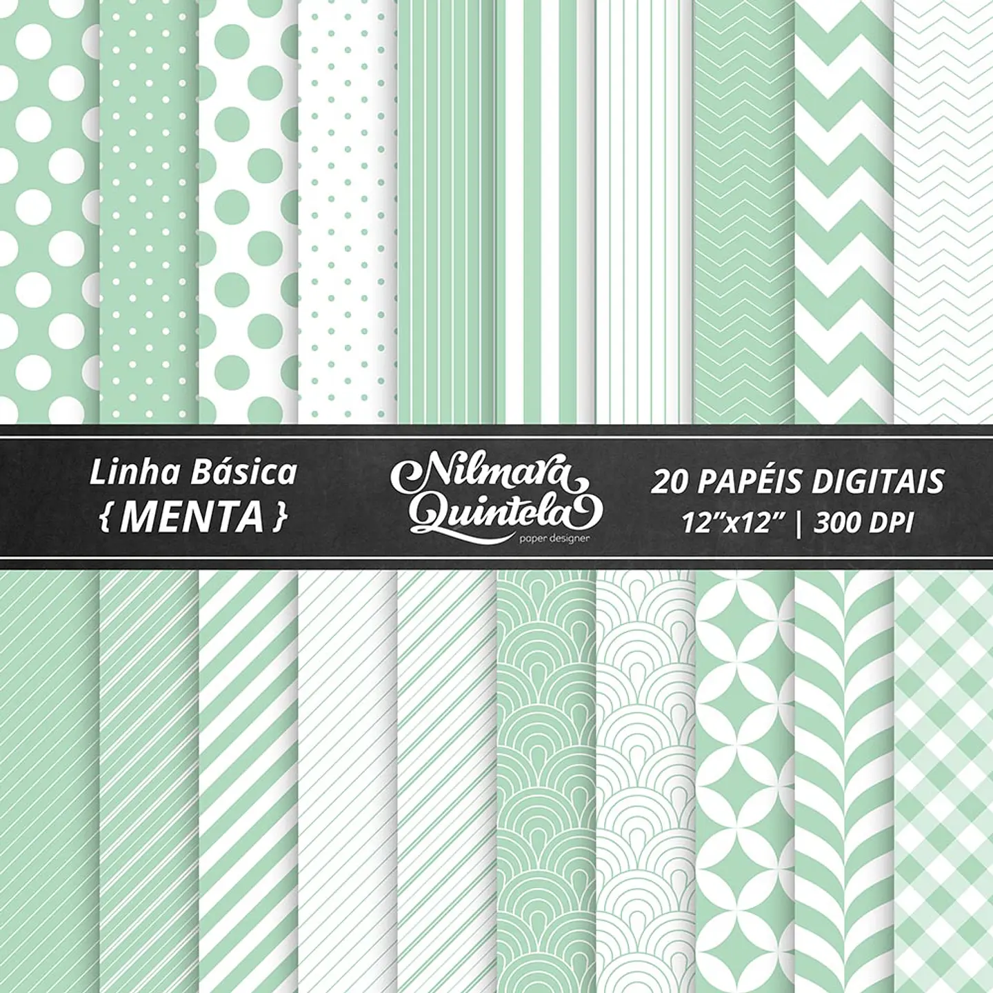 Kit Digital Papeis Basico Menta 20 1