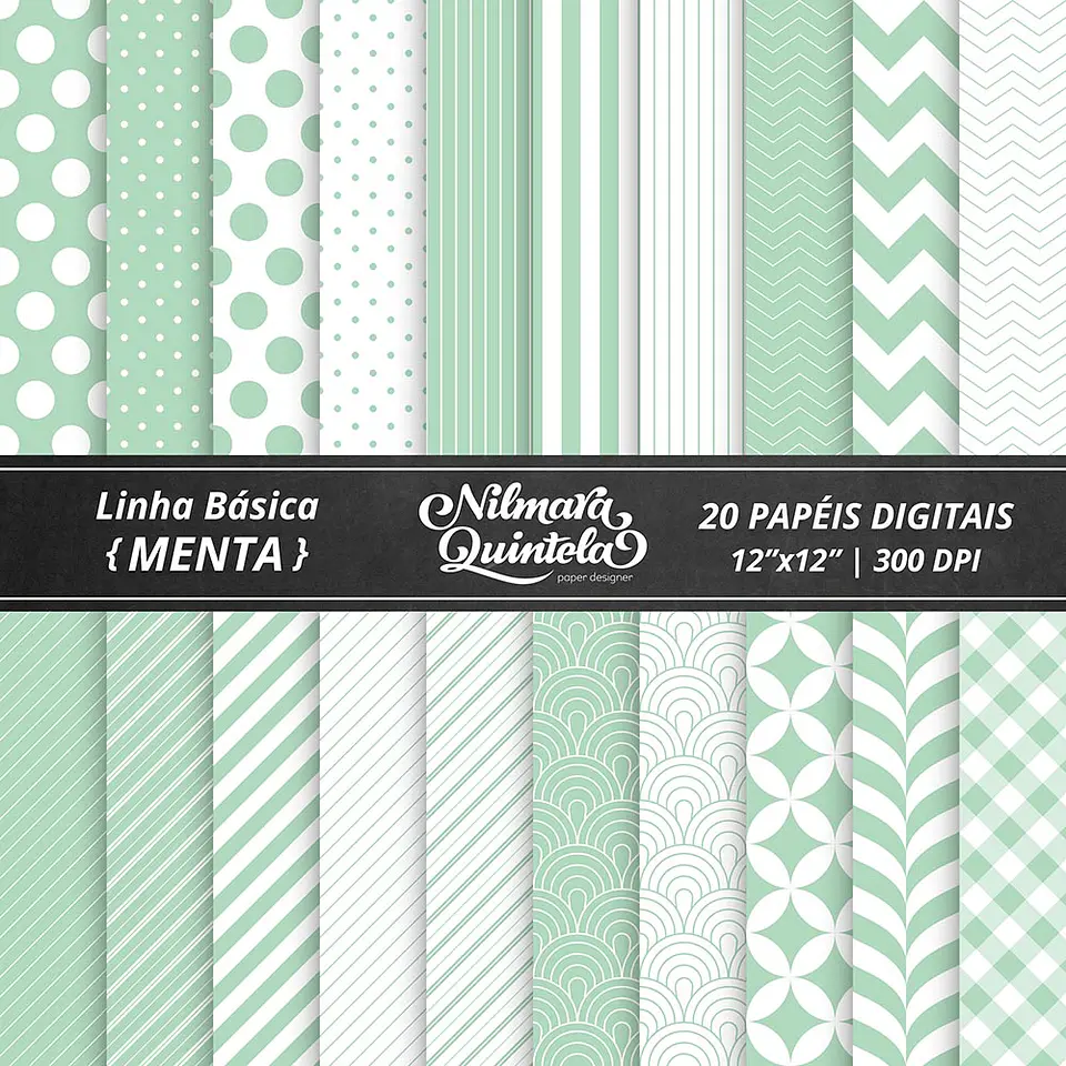 Kit Digital Papeis Basico Menta 20 1