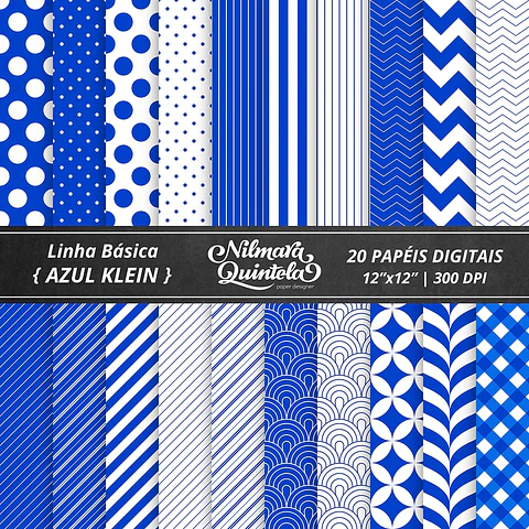 Kit Digital Papeis Basico Azul Klein 5