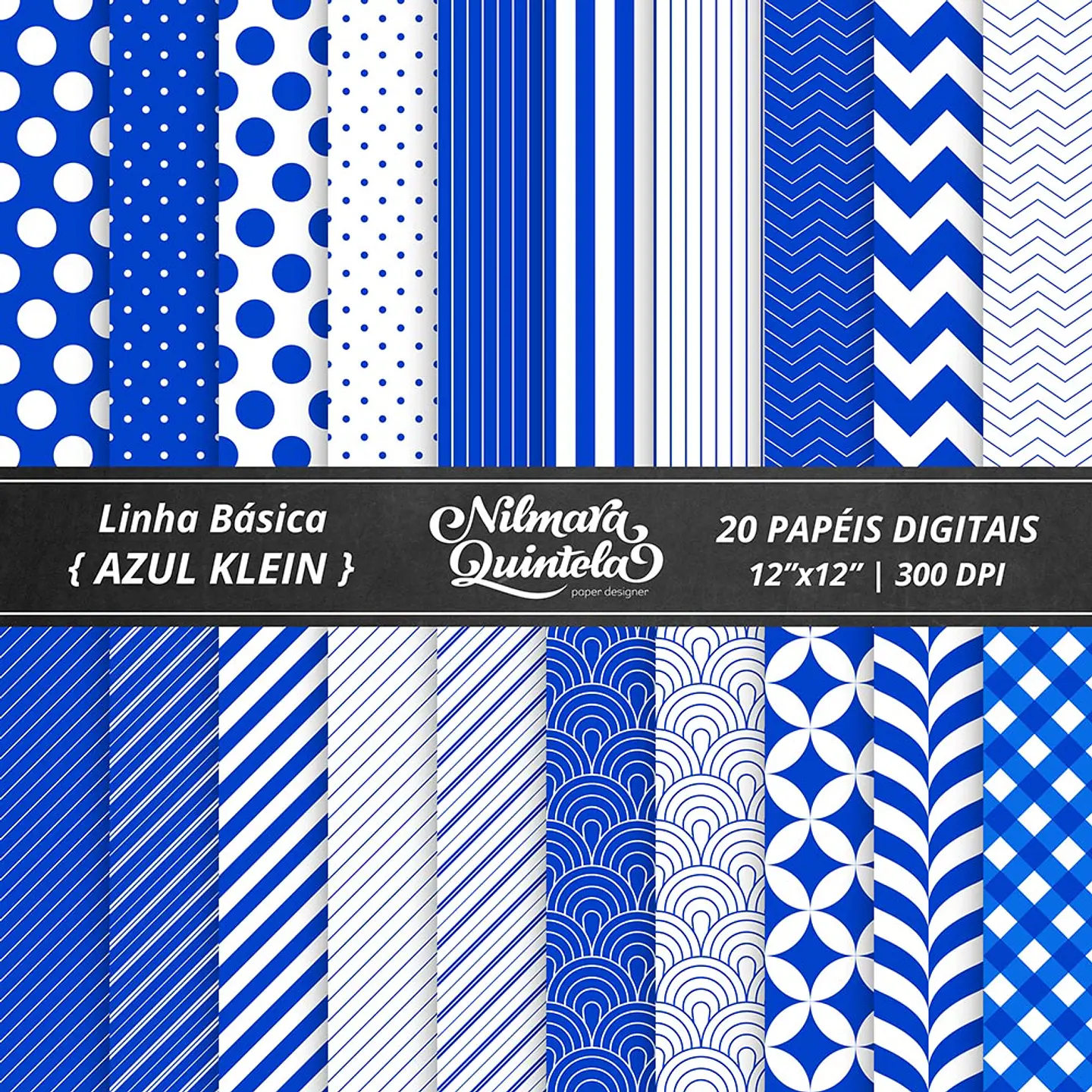 Kit Digital Papeis Basico Azul Klein 5 1