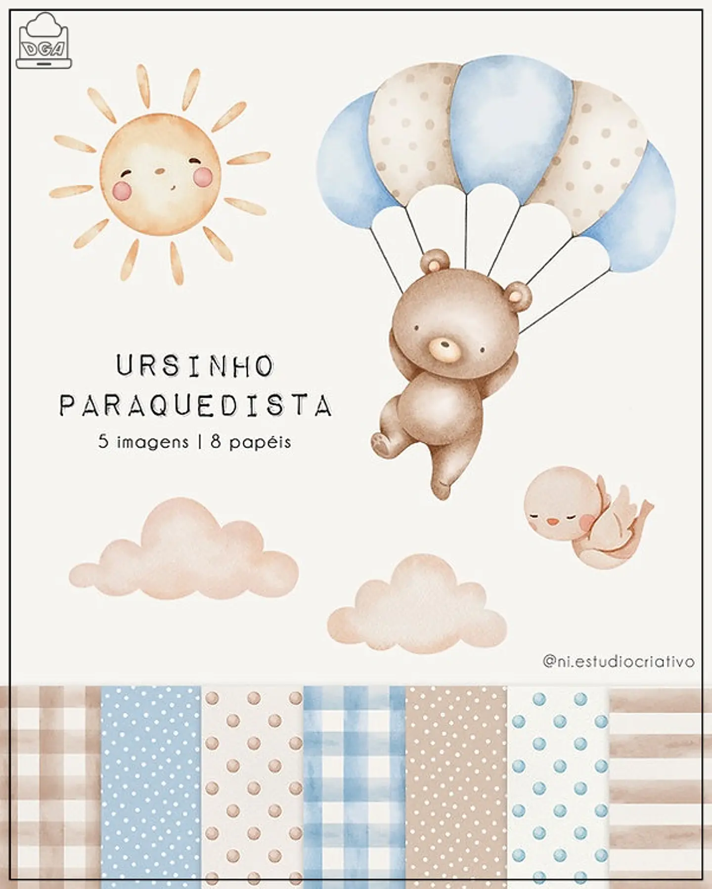 Kit Digital Ursinho Paraquedista 198 1