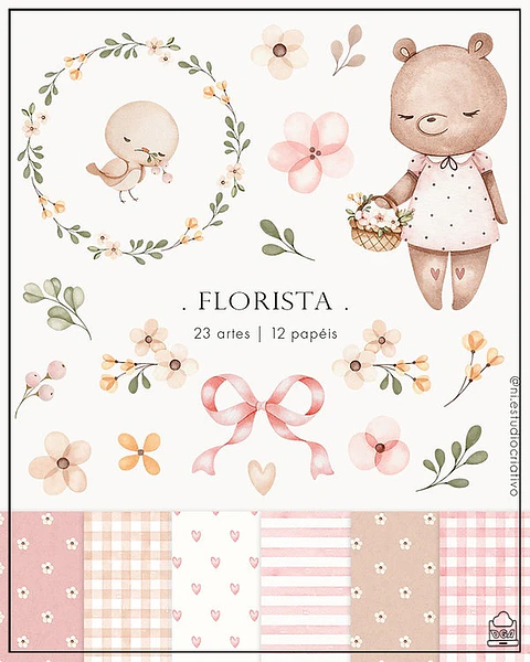 Kit Digital Ursinha Florista 195