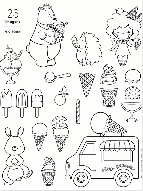 Kit Digital Sorveteria para Colorir 182