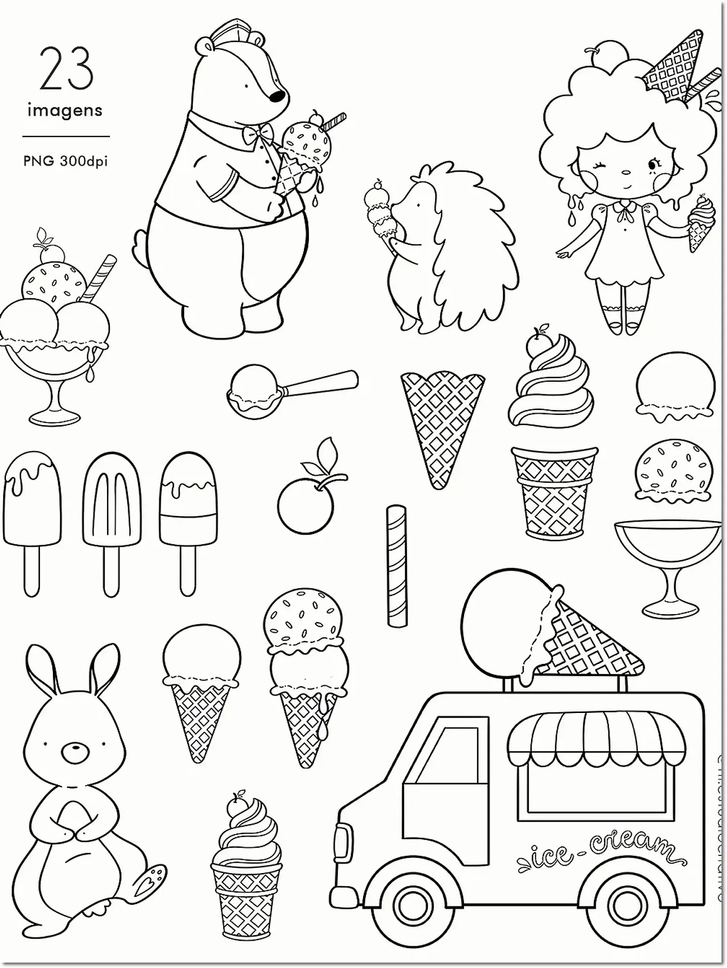 Kit Digital Sorveteria para Colorir 182 1