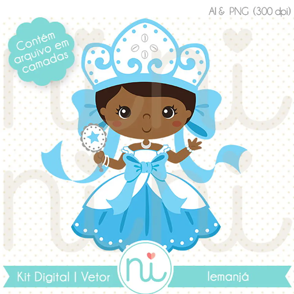 Kit Digital Orixás Iemanjá Clipart Vetor 131 1