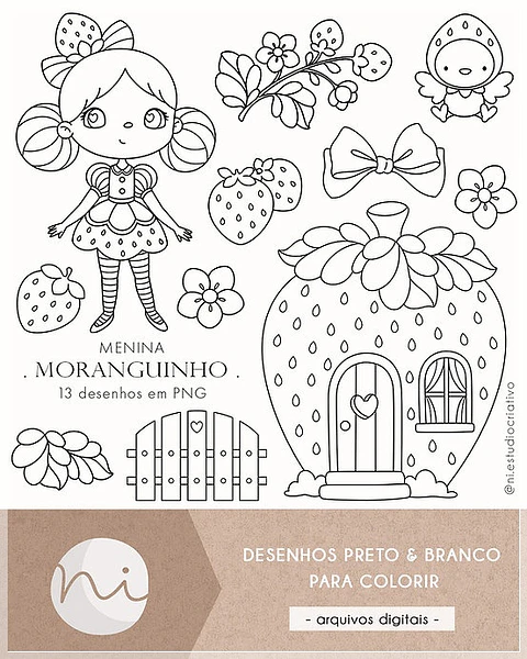 Kit Digital Moranguinho para Colorir 117