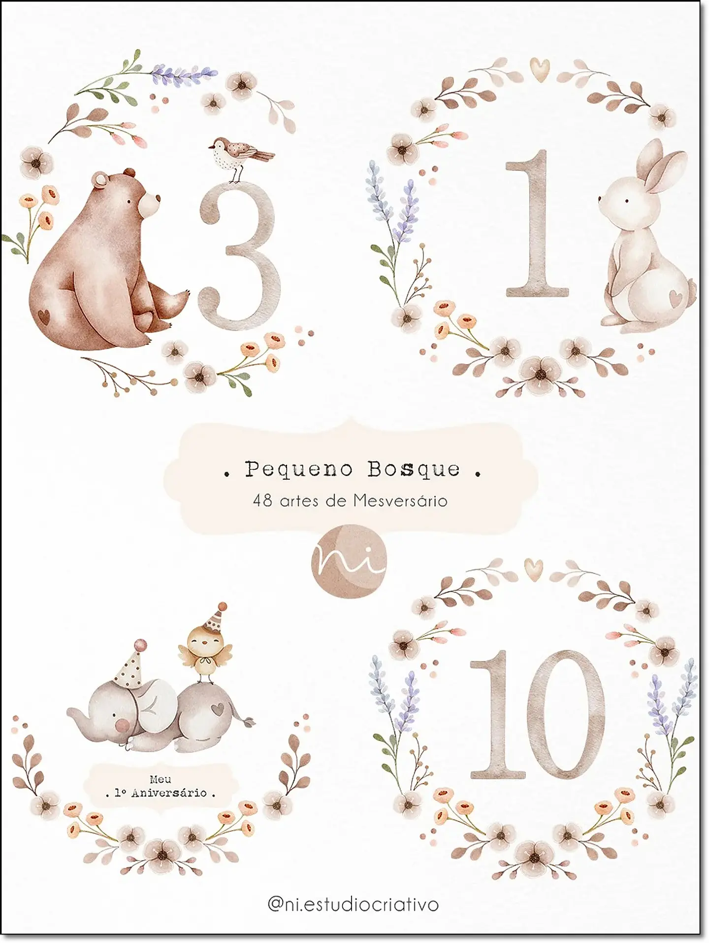Kit Digital Mesversário Pequeno Bosque 115 1