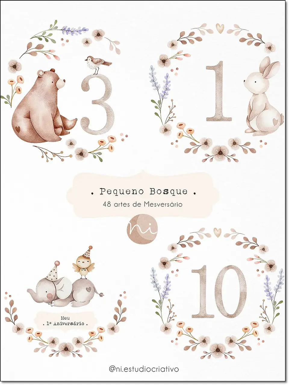 Kit Digital Mesversário Pequeno Bosque 115 1