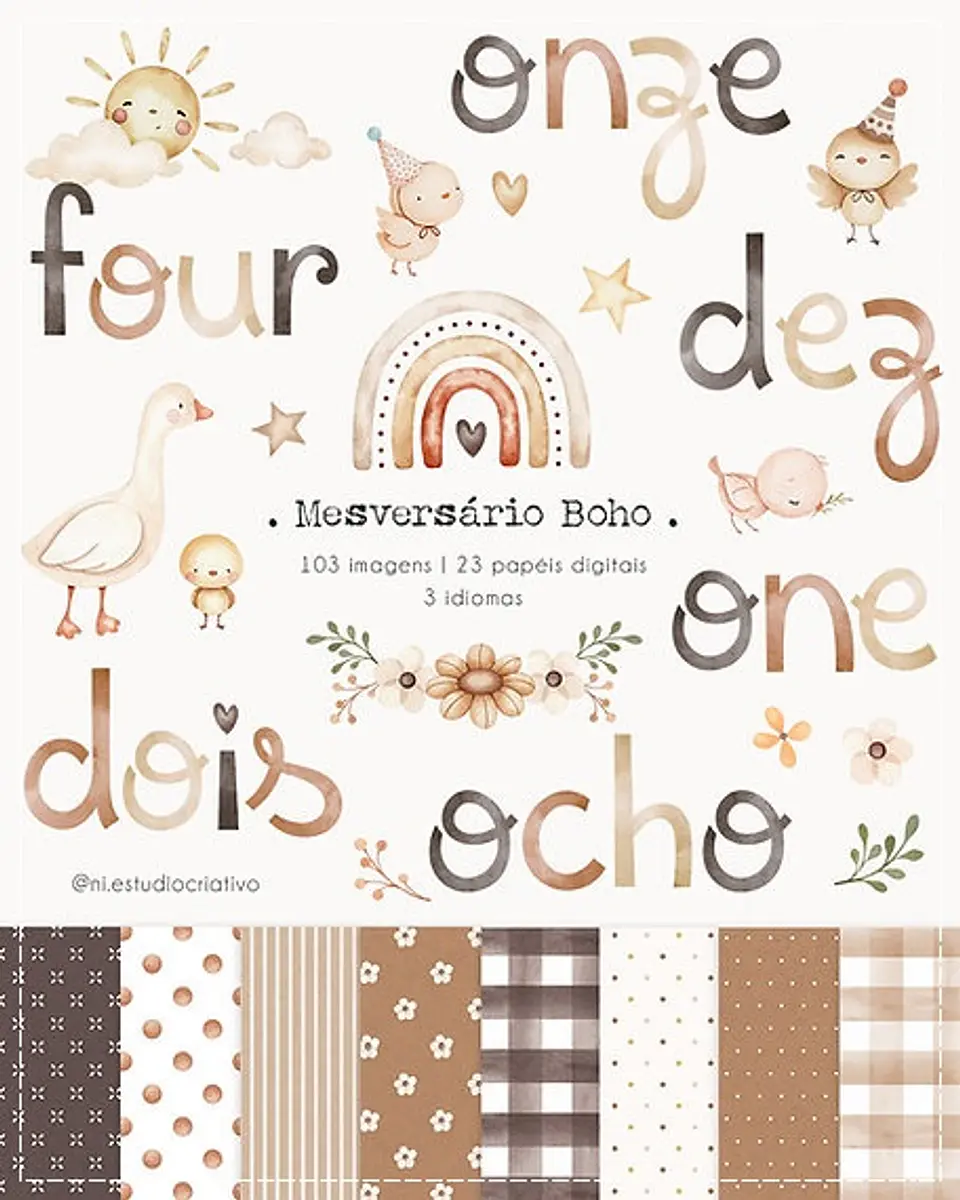 Kit Digital Mesversário Boho 111 1