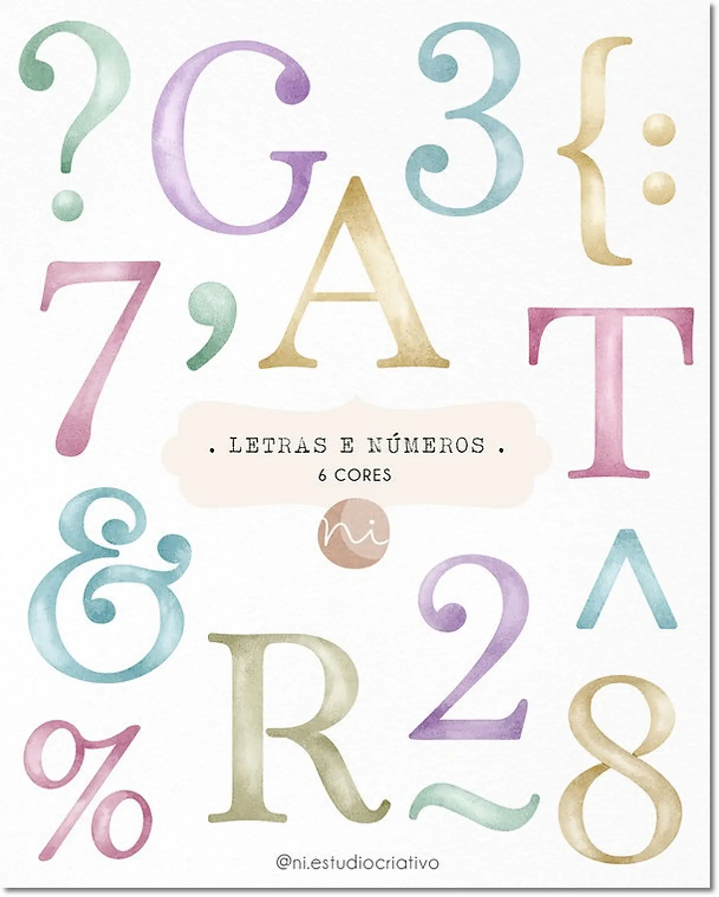 Kit Digital Letras e Números Candy Color 103 1