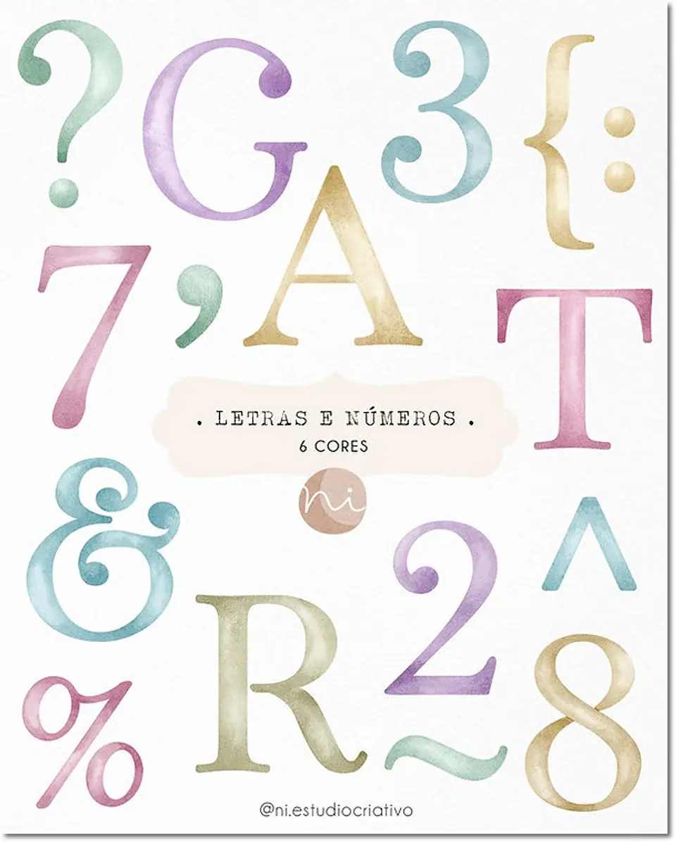Kit Digital Letras e Números Candy Color 103 1