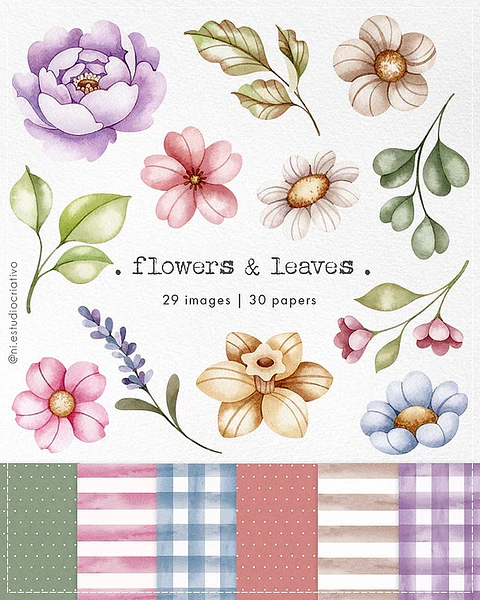 Kit Digital Flores e Folhas 90