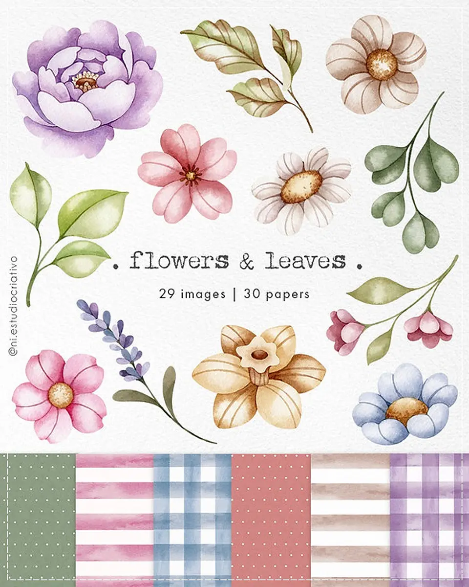 Kit Digital Flores e Folhas 90 1