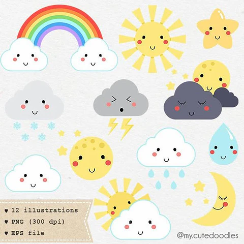Kit Digital Cute Weather Icons 70